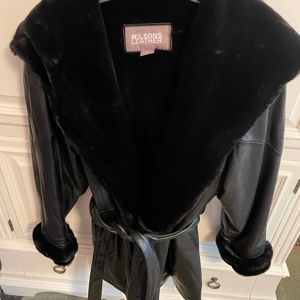 Wilson leather Fur lined leather jacket with hood